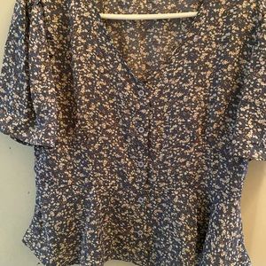 Shein Button-up Short Sleeve Casual Blouse